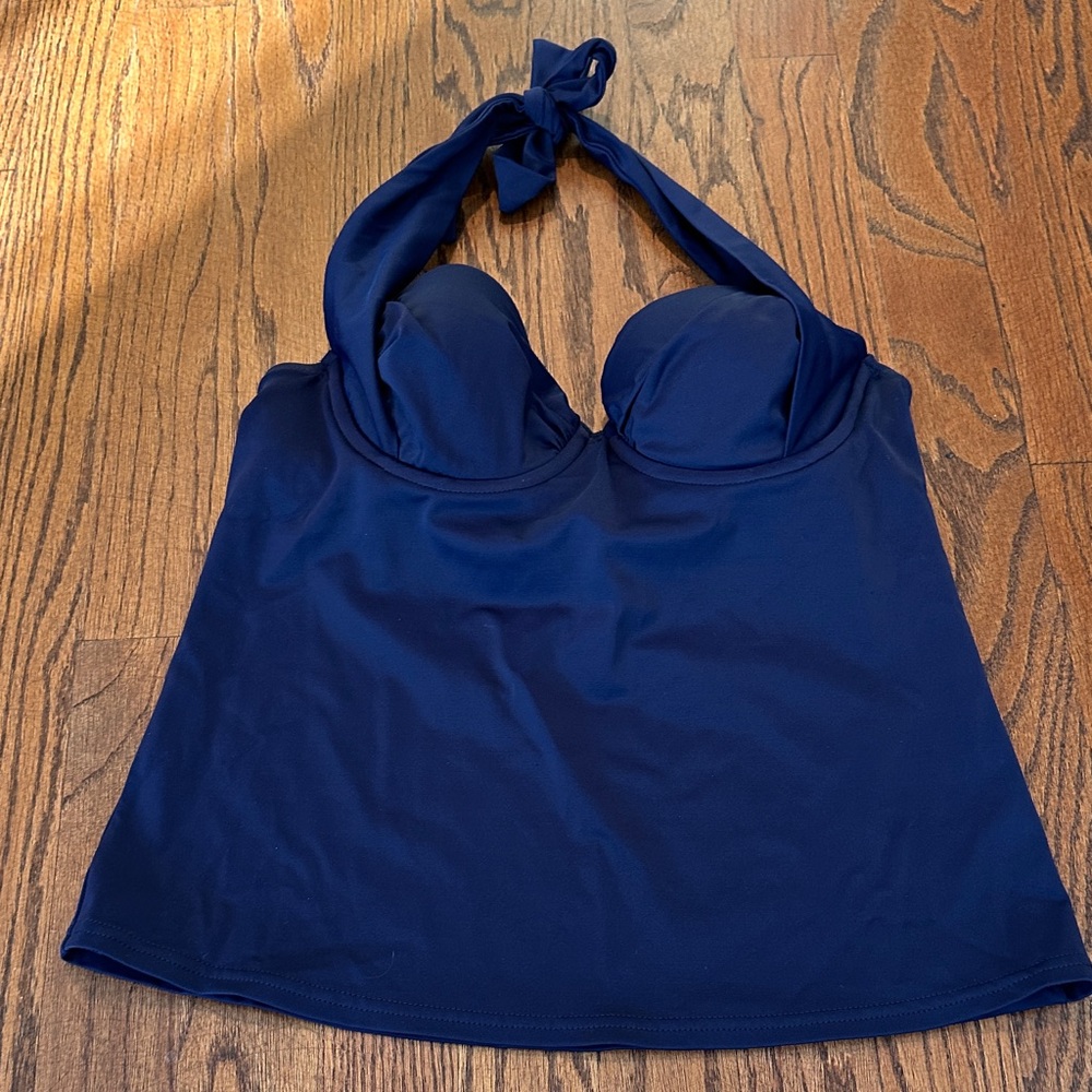 Lands' End Canvas Navy Tankini Bathing Suit Top